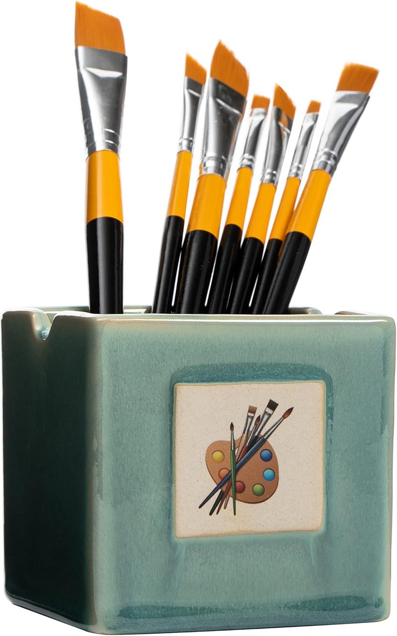 Gute Painters Artist Cup, Paint Brush Holder & Cleaner 3.5" H 3" W - Gift Paint Mixing Cup, Elegant Painting Cup Supplies, Vibrant Cup Arts & Crafts Supplies for Home (Green) - Image 2